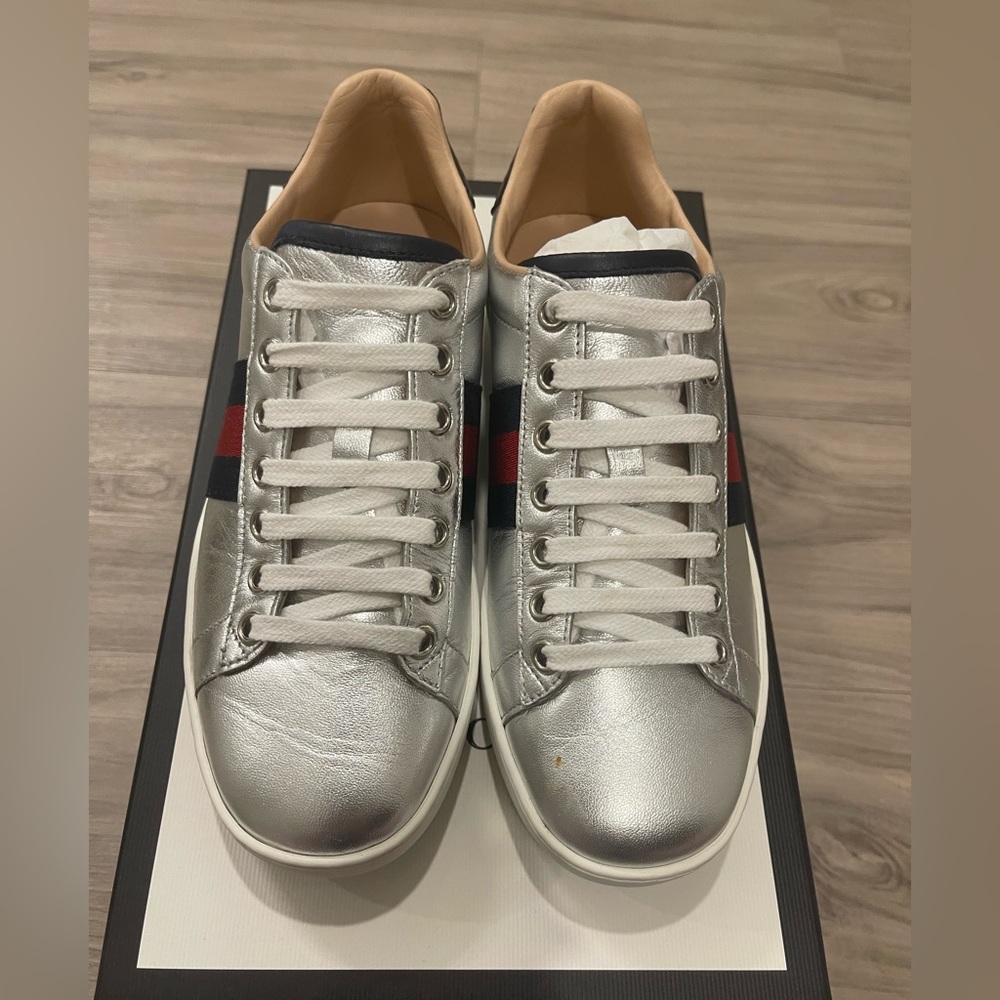 Gucci Ace Sneakers Silver Metallic